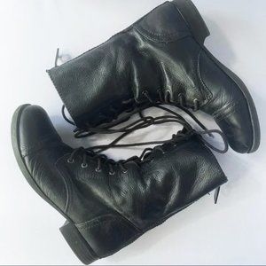 Aldo Brooklyn Black Leather Zip Back Combat Boots | US 9